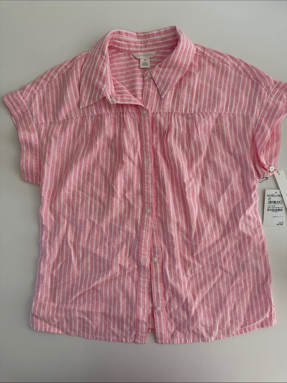 Caslon Pink and White Striped Button-Down Shirt